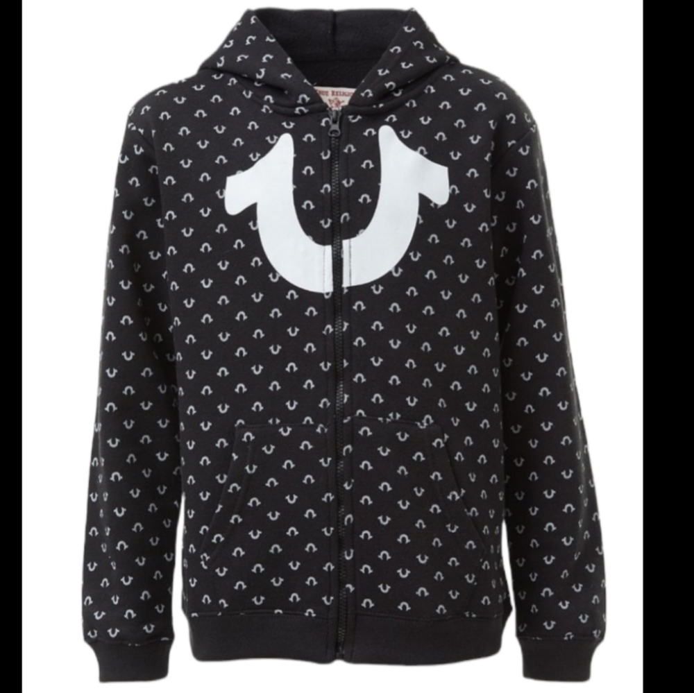 ***NWT BOYS MEDIUM TRUERLGN BLACK/WHITE LOGO TRACK HOODIE***